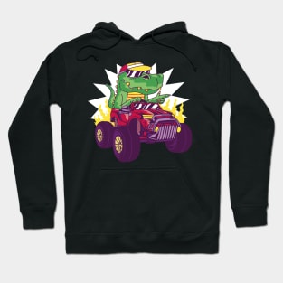 t-rex-dinosaur-driving-car Hoodie